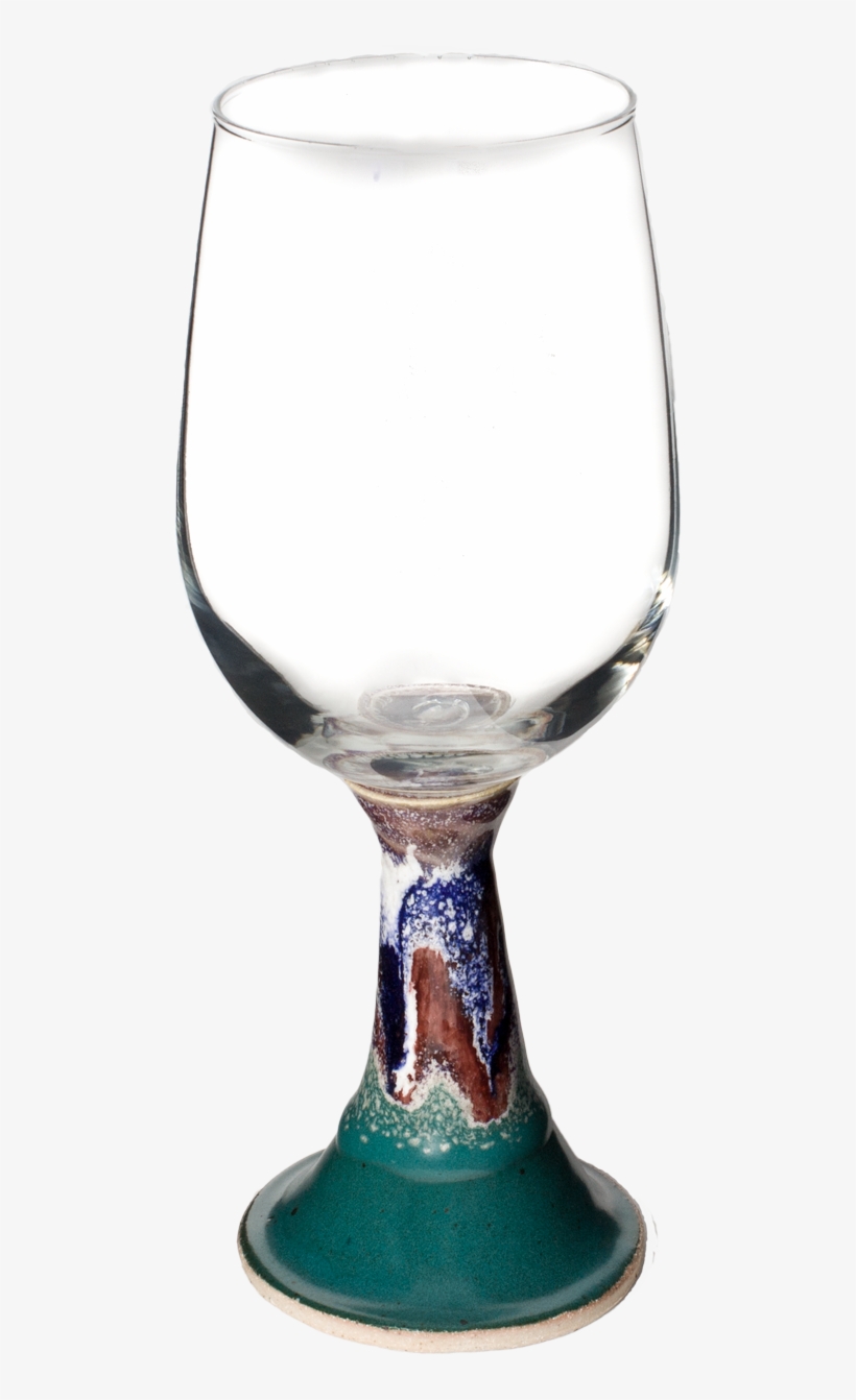 Handmade Glass Top Wtih Pottery Base Wine Goblet - Champagne Stemware, transparent png #1547623