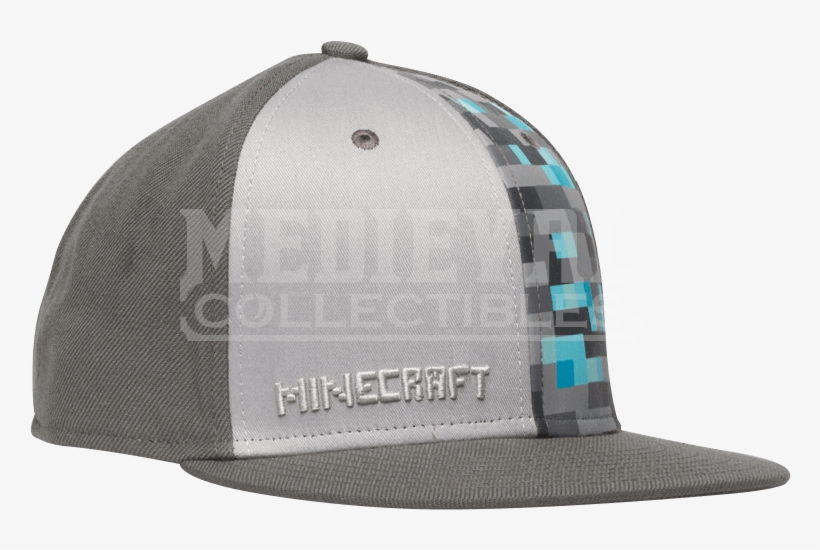Minecraft Diamond Crafting Snapback Hat - Minecraft Diamond Crafting Premium Snap Back Hat Gray, transparent png #1548237