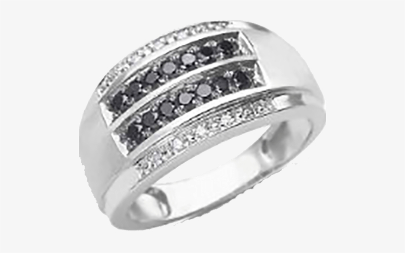 Mens 1 2ct Black And White Diamond Wedding - Men's 1/2ct Black And White Diamond Wedding Band In, transparent png #1551387