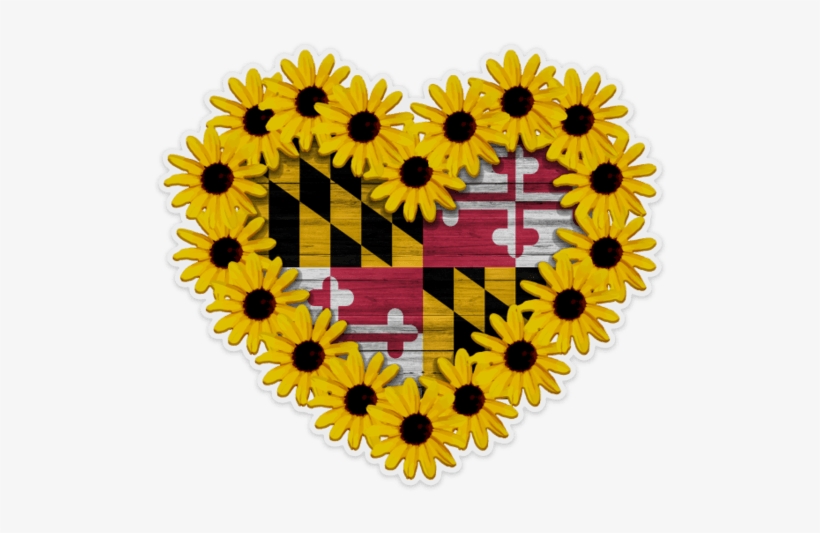 Black Eyed Susan Heart With Maryland Flag Inside - Maryland State Flag, transparent png #1552454