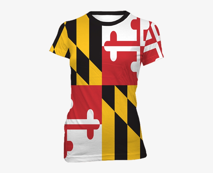 Md Flag Short Sleeve Ladies Tee - State Of Maryland Flag, transparent png #1552620