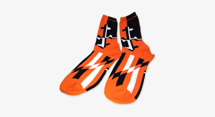 Maryland Flag Orange Color Pattern Crew Socks Made - Sock, transparent png #1552694