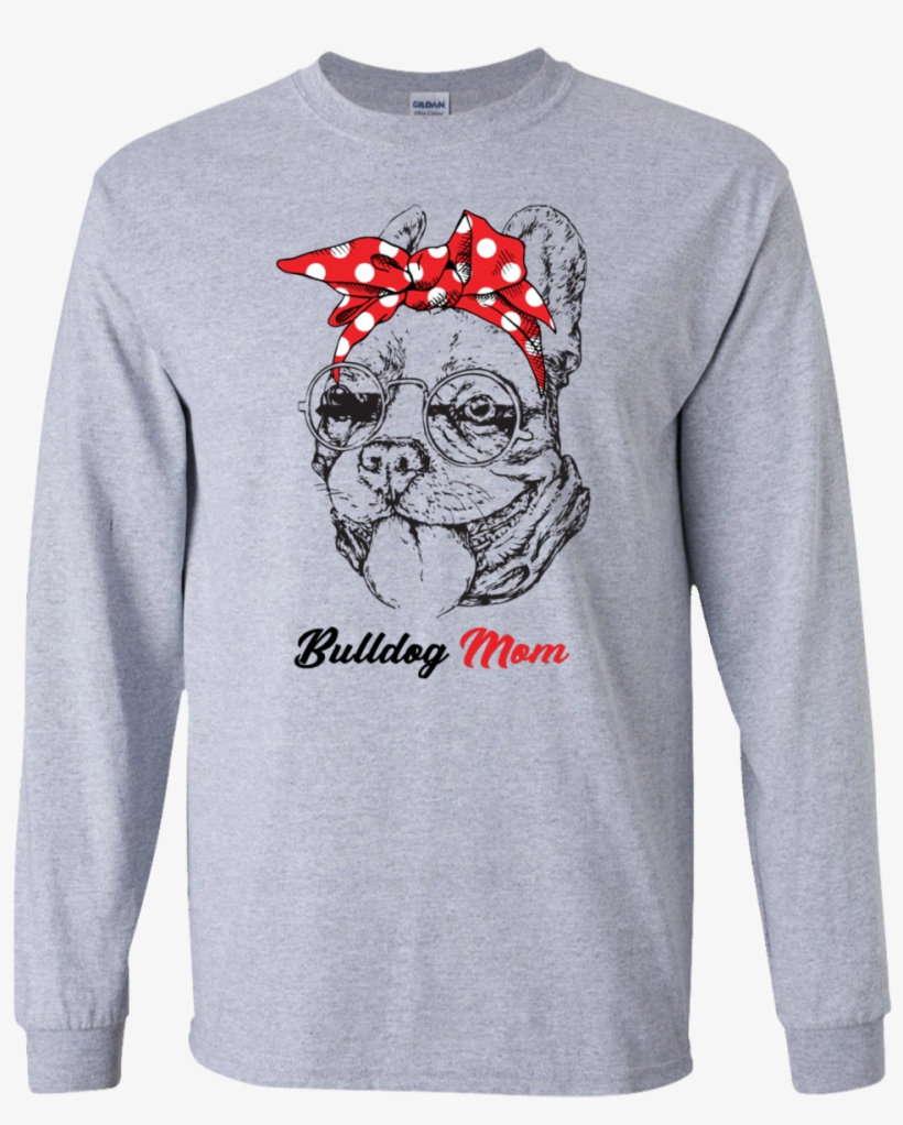 Bulldog Mom Red Bandana Shirt, Hoodie - Bulldog With Red Bandana T Shirt, transparent png #1553041