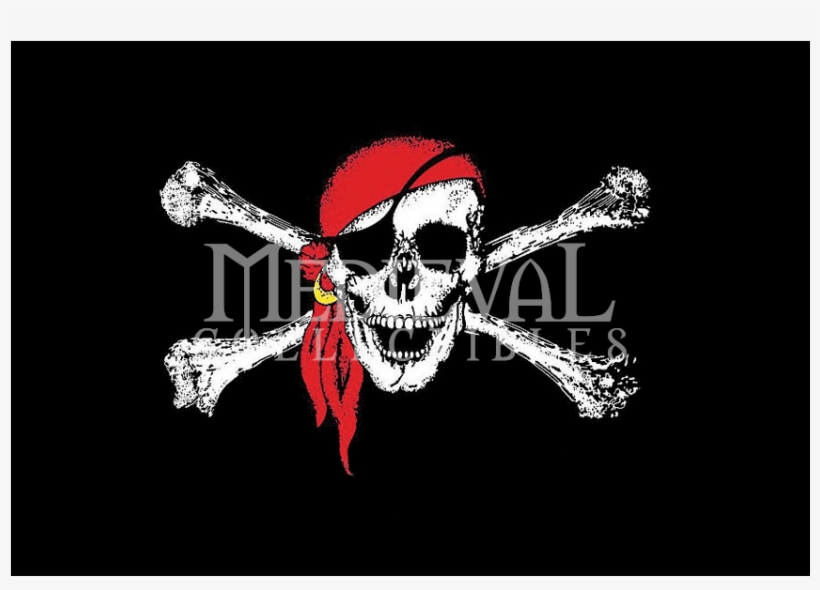 Red Bandana Jolly Roger - Pirate Flag, transparent png #1553087