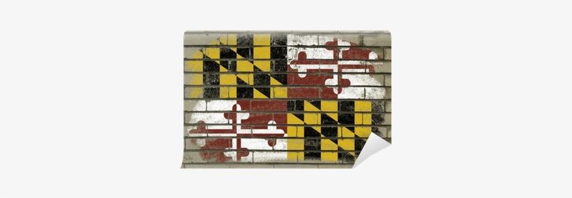 Grunge Flag Of Us State Of Maryland On Brick Wall Painted - Maryland State Flag, transparent png #1553137