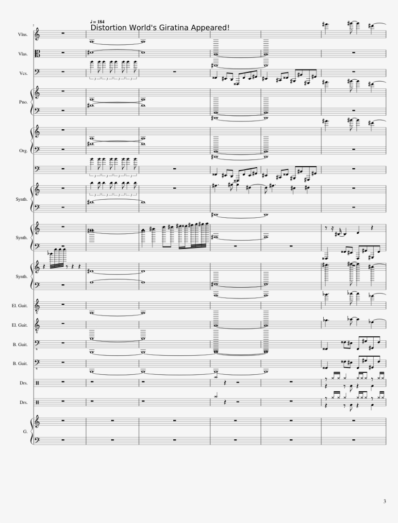 Giratina Sheet Music 3 Of 29 Pages - Giratina Music Piano Sheet Music Page, transparent png #1553954