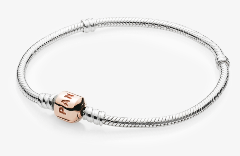 Pandora Bracelet Silver With Rose&trade Clasp - Pandora Sterling Silver Bracelet With 14k Gold Clasp, transparent png #1554723