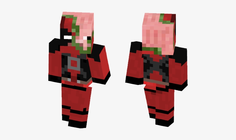 Zombie Pig Deadpool - Minecraft Spiderman Skin Noir, transparent png #1554911