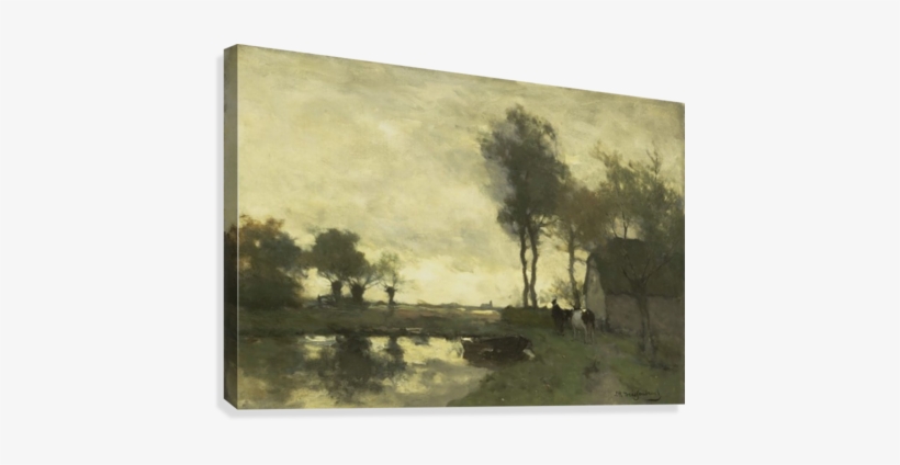 Landschap Met Boerderij Bij Een Plas Canvas Print - Landscape With Farm With A Pond Canvas Art - (36 X, transparent png #1556174