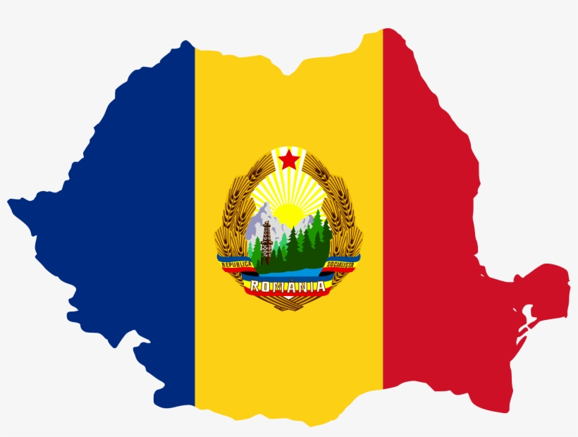 Flag-map Of Communist Romania - Romania Map Flag, transparent png #1556588