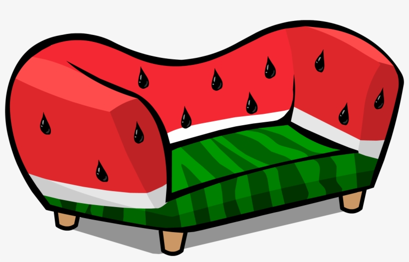 Watermelon Sofa Sprite 008 - Sofá Club Penguin, transparent png #1557873