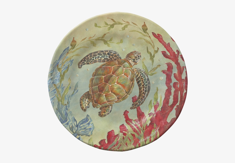 Merritt Sea - Merritt Sea Life 8.25" Round Salad Plates, Sea Turtle,, transparent png #1560784