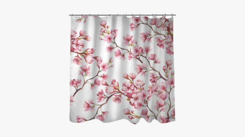 Seamless Pattern With Cherry Blossoms - Window Covering, transparent png #1562374