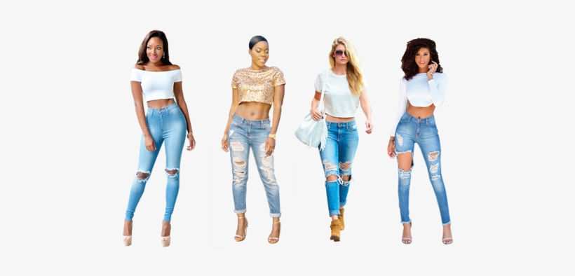 Png Transparent Stock Sassy In Ripped And Crop - Crop Top And Ripped Jeans, transparent png #1563106