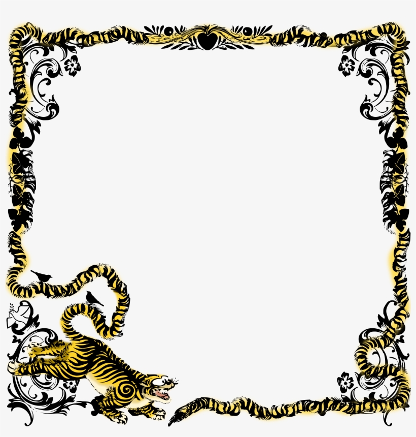 Vector Royalty Free Stock Tiger Frame Mono Big - Animal Border Png, transparent png #1563675