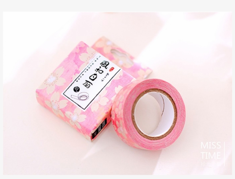 Masking Tape - Roze Bloempjes 10m., transparent png #1564215