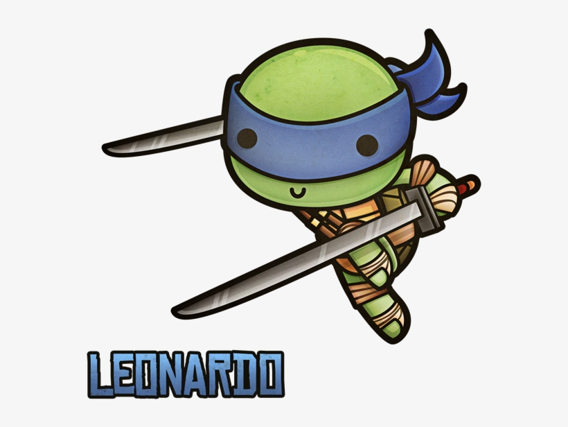 Ninja Turtles Clipart Kawaii - Leonardo Ninja Turtle Chibi, transparent png #1564590