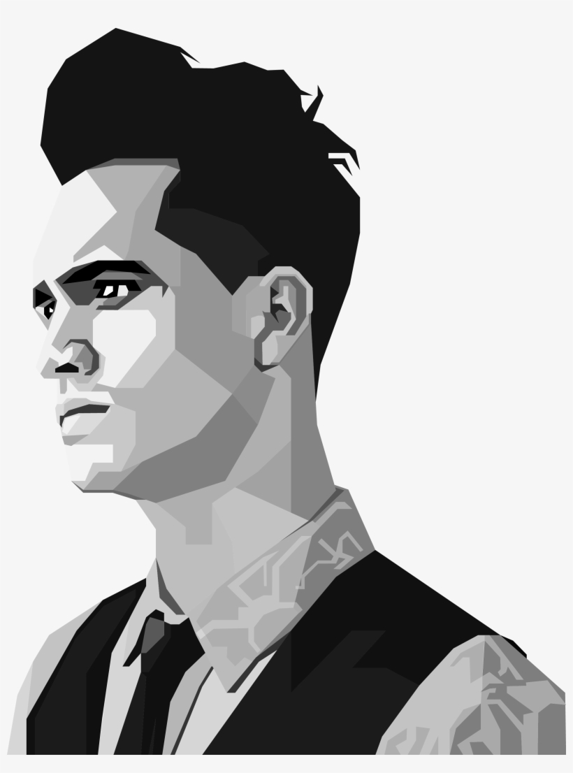 Brendon Urie Blackwhite Wpap &gt - Brendon Urie Art, transparent png #1565162