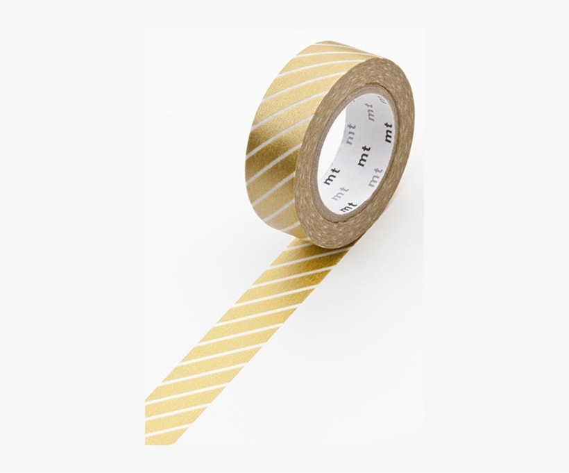 Mt Masking Tape Gold Stripe - Mt Washi Masking Tape - 15mm X 10m - Stripe Gold, transparent png #1565247