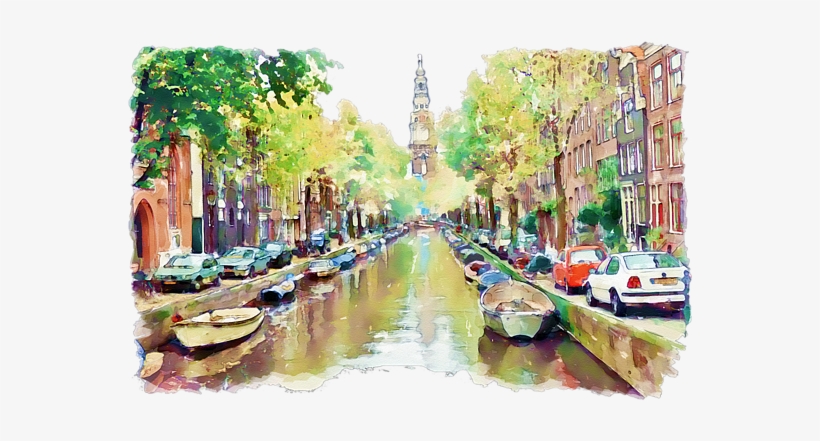 Click And Drag To Re-position The Image, If Desired - Amsterdam Black And White Canvas, transparent png #1566777