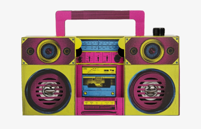 Boombox Speaker Pink/yellow/black, transparent png #1566828