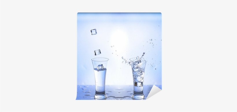 Water Splash In Glasse, White-blue Background Wall - Water, transparent png #1568370