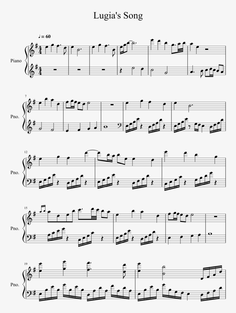 Lugia's Song Sheet Music 1 Of 2 Pages - Thefatrat Oblivion Sheet Music, transparent png #1570492
