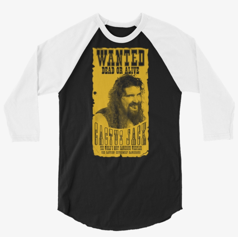 Cactus Jack "wanted" 3/4 Sleeve Raglan Shirt - Unleash The Big Dog Roman Reigns Png, transparent png #1571417