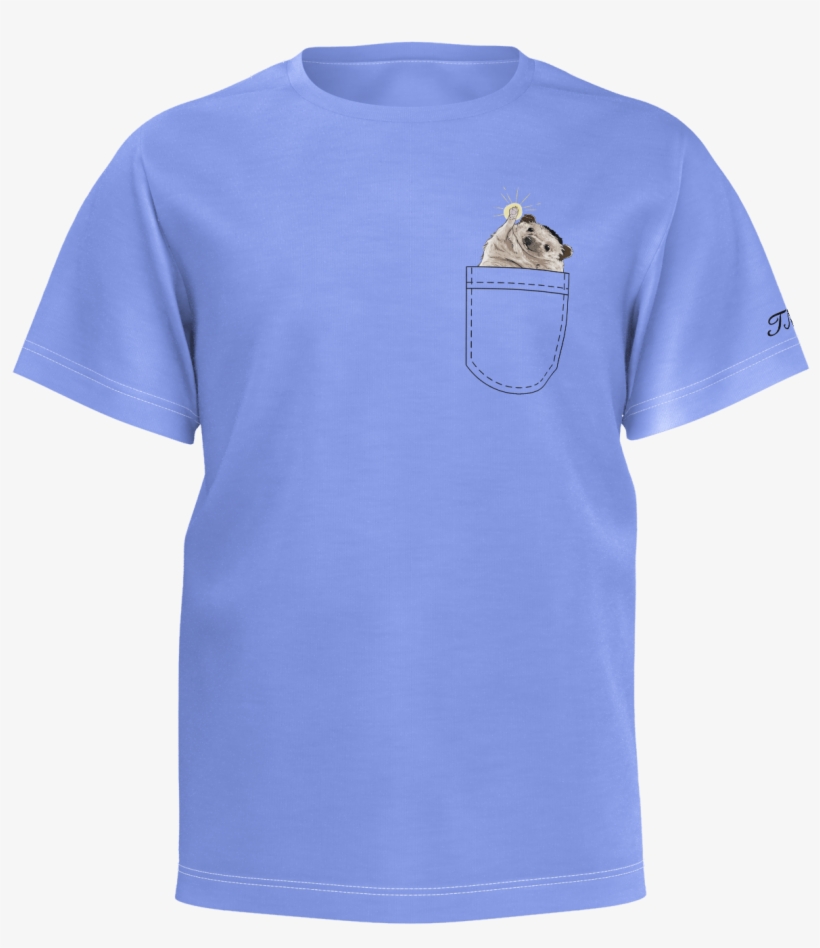 Taylor Nicole Dean Kid's Blue Cheering Hedgehog Drawn - Drawn On Pocket Shirt, transparent png #1571441