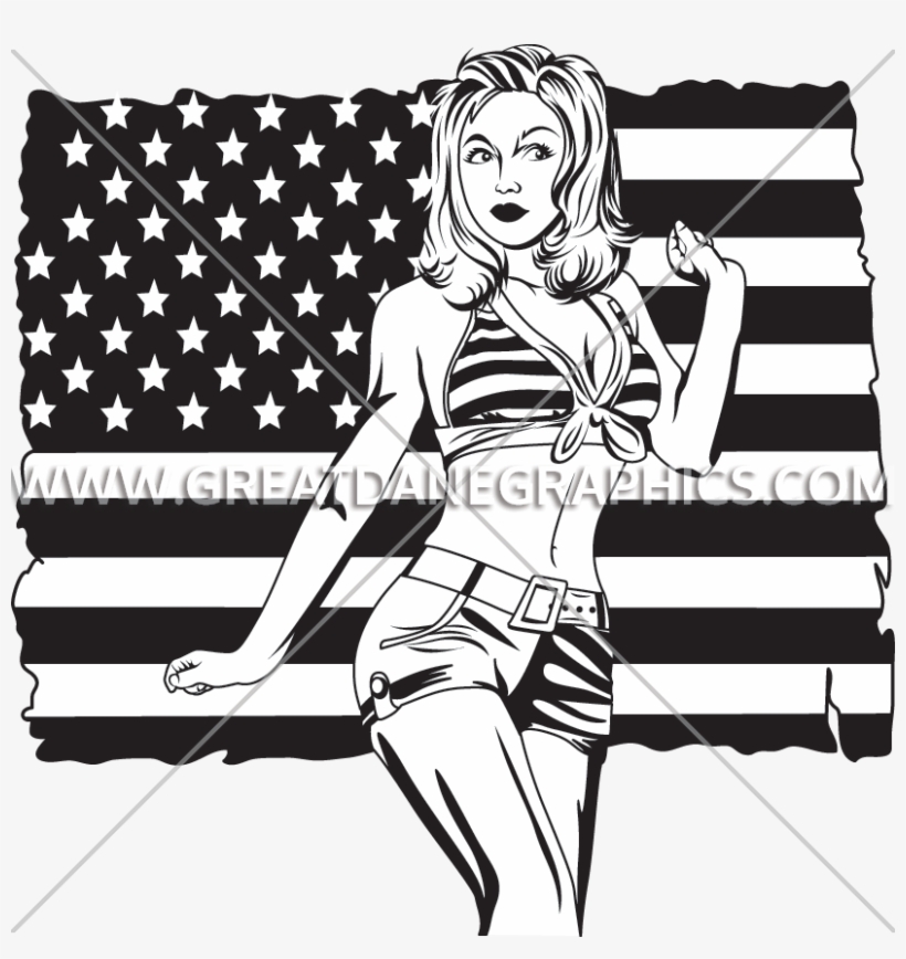American Pinup Girl Production Ready Artwork For - Us Flag, transparent png #1572357