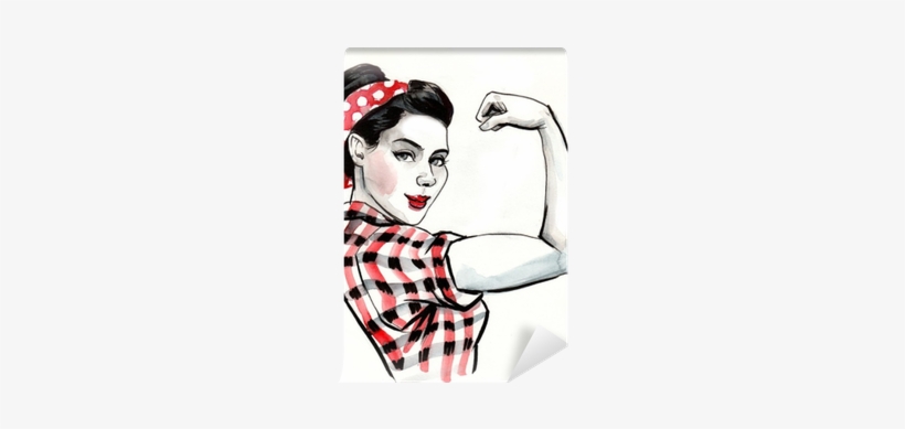 Strong Pin Up Style Woman Flexing A Biceps - Pin Up Biceps, transparent png #1572381