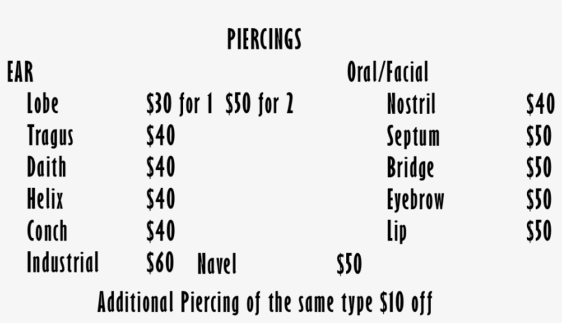 Piercing Prices Website, transparent png #1572983