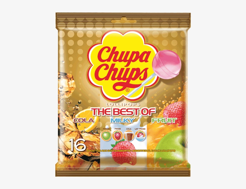 Chupa Chups The Best Of Cream Cola Fruit Lollipops - Chupa Chups The Best, transparent png #1573292