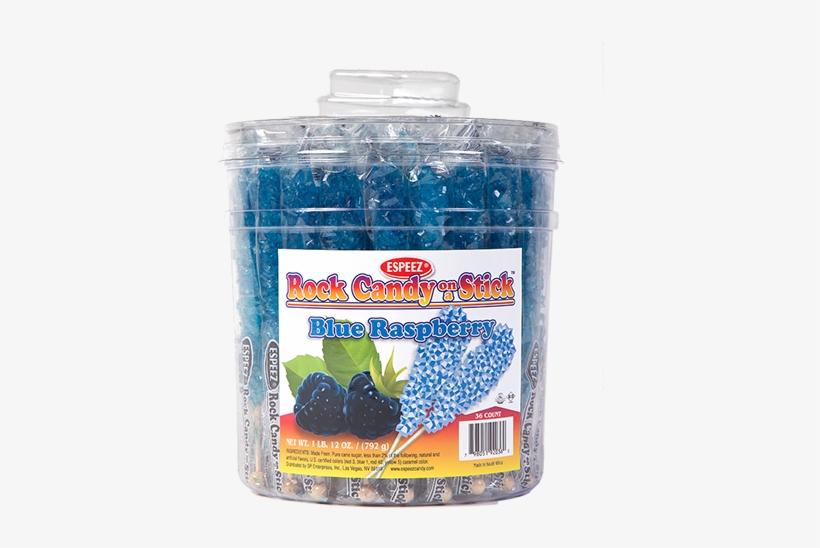 Blue Raspberry Flavored Rock Candy Crystal Sticks - Espeez Blue Rock Candy On A Stick Individually Wrapped, transparent png #1574008