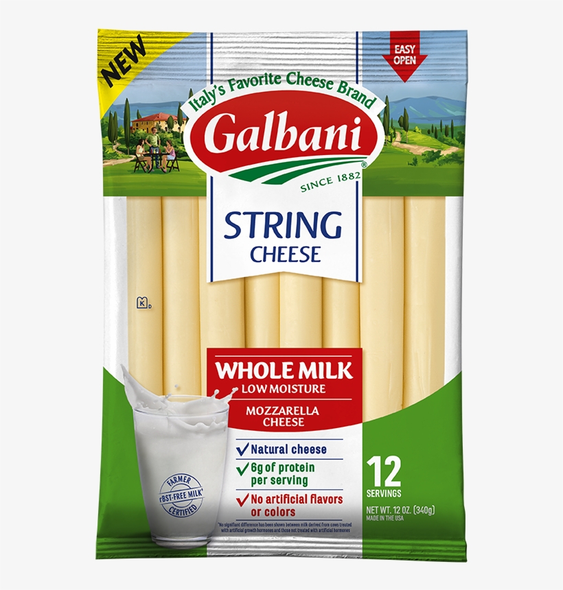 Whole Milk Mozzarella String Cheese - Galbani Mozzarella String Cheese, transparent png #1575602