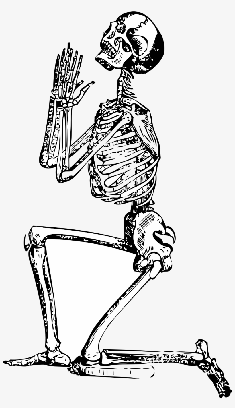Human Skeleton Drawing Prayer Skull - Skeleton Drawing, transparent png #1577226