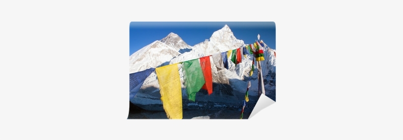 View Of Everest With Buddhist Prayer Flags From Kala - Everest, transparent png #1577282