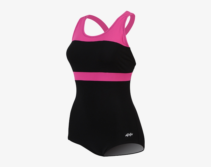 Dolfin Conservative Black/pink Color Block Lap Suit - Dolfin 68553-723 Conservative Lap Suit Colour Block, transparent png #1578562