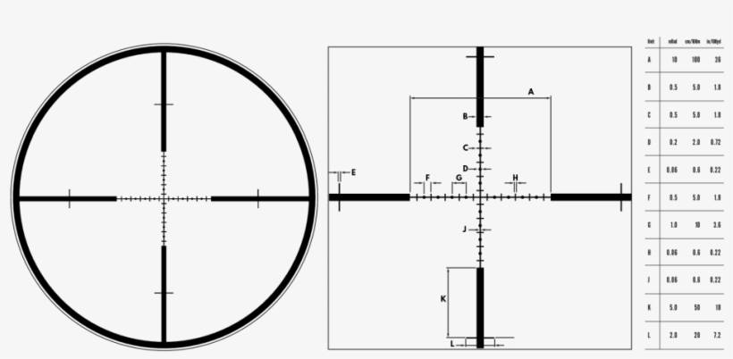 G2b Mil-dot Reticle And Subtensions - Steiner G2b Reticle, transparent png #1578675