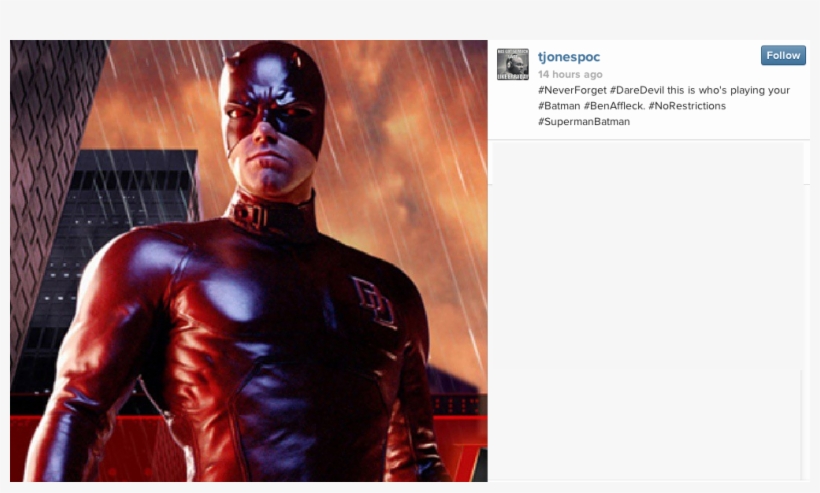 Daredevil Batman Reaction Affleck - Daredevil 2003 Suit, transparent png #1579312