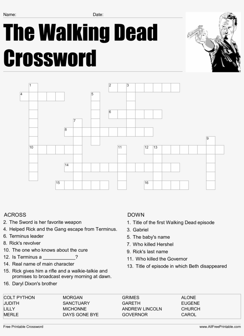 The Walking Dead Crossword Main Image - Word Search Twd, transparent png #1579774