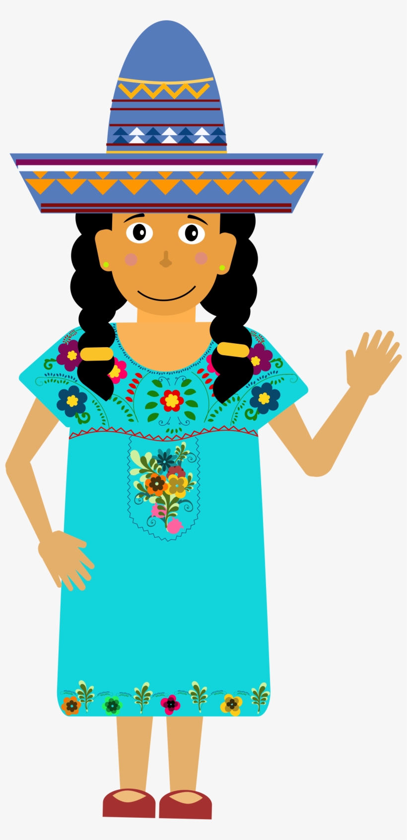 Mexican Girl Typical Dress Hat - Illustration, transparent png #1580583