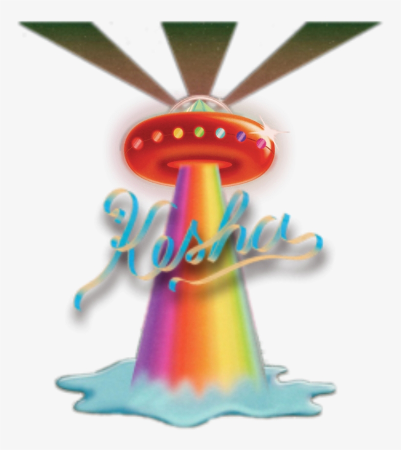 Kesha Rainbow Spaceship Water Trippy Pschedelic Sticker - Kesha Spaceship Png, transparent png #1581333