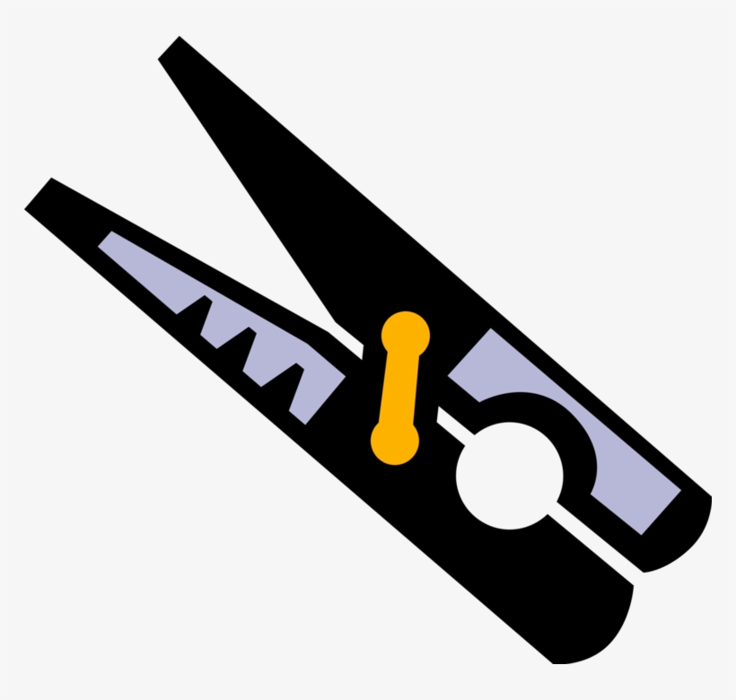 Vector Illustration Of Clothespin Or Clothes-peg Fastener - Clothespin, transparent png #1581787