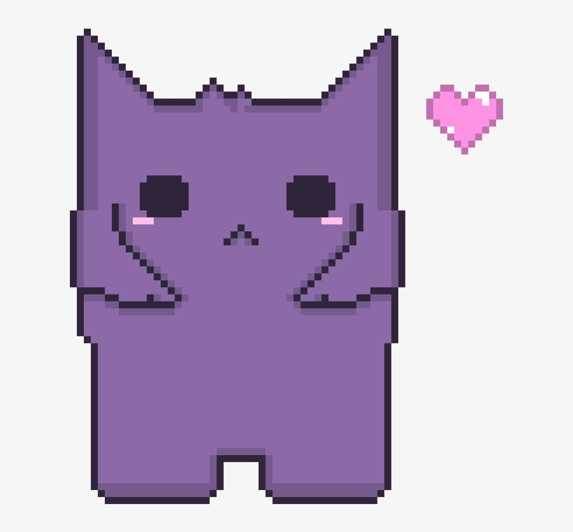 Kawaii Gengar <3 - Pixel Heart, transparent png #1582295