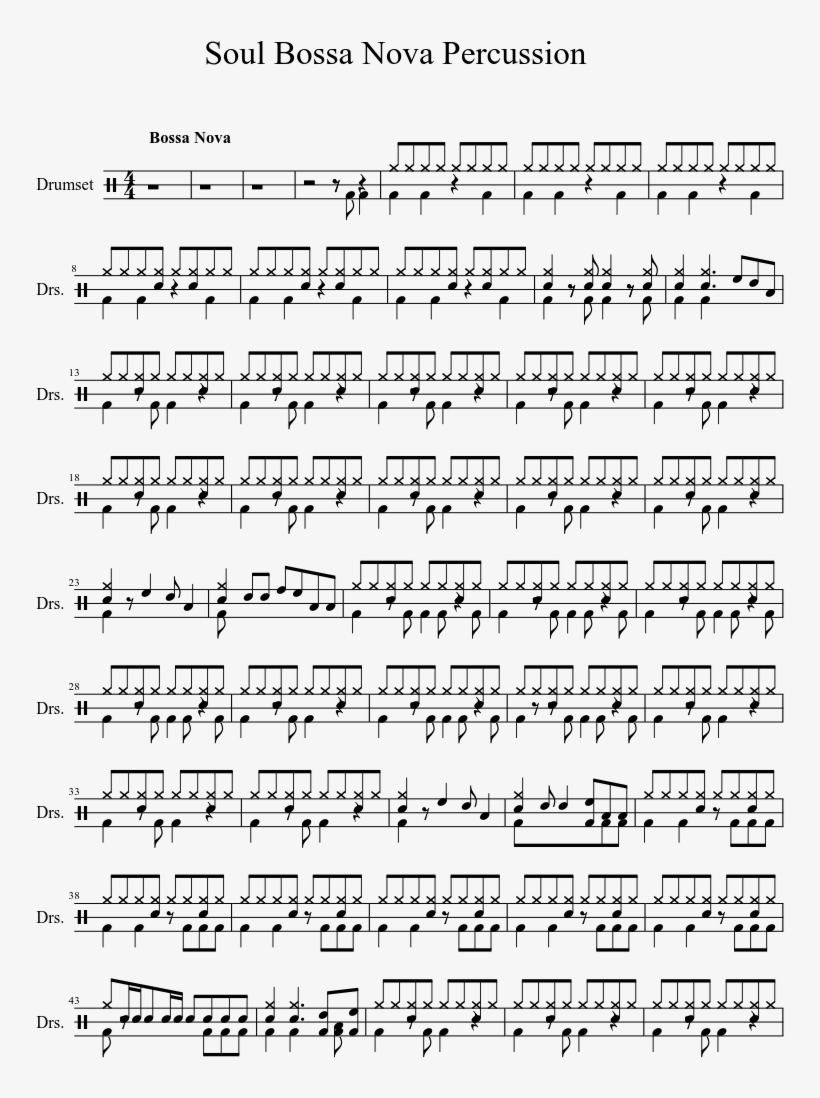 Soul Bossa Nova Percussion Sheet Music 1 Of 2 Pages - Document, transparent png #1582524