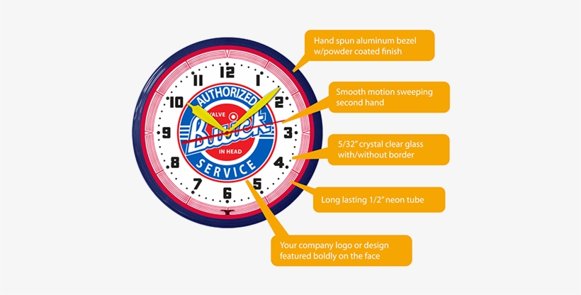 Buick Neon Clock Features - Studebaker Authorized Service Neon 20" Clock Made, transparent png #1583626
