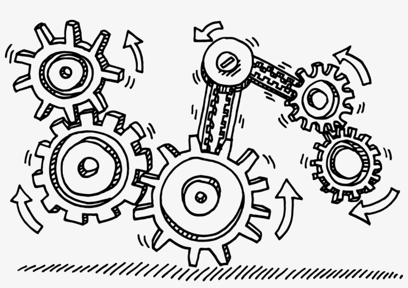 Technical Gears Transprent Png Jpg Transparent Library - Drawing Gears, transparent png #1584753