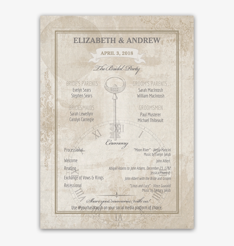 Steampunk Gears Vintage Wedding Ceremony Program - Poster, transparent png #1584991