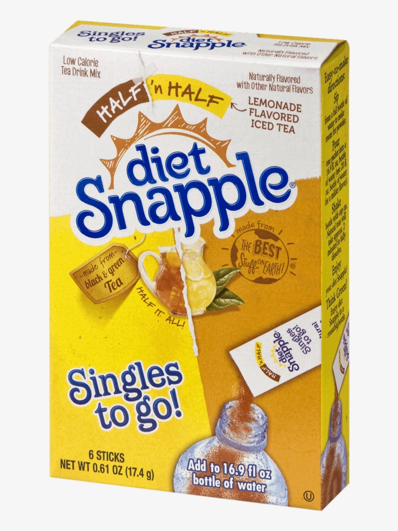Diet Snapple Half Lemonade Half Iced Tea Singles To - Diet Snapple Singles To Go - Variety (peach Tea), transparent png #1585225